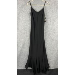 VTG Whimsigoth Witchy Fairy Maxi Dress Womens 7 Black Ruffle Y2K 90s Rampage NEW